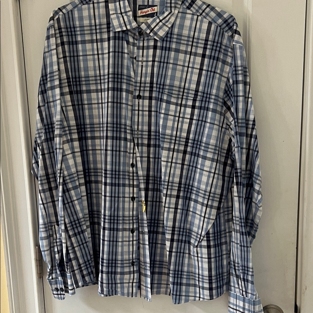 Johnnie O Blue and navy and white  Plaid dress Shirt
